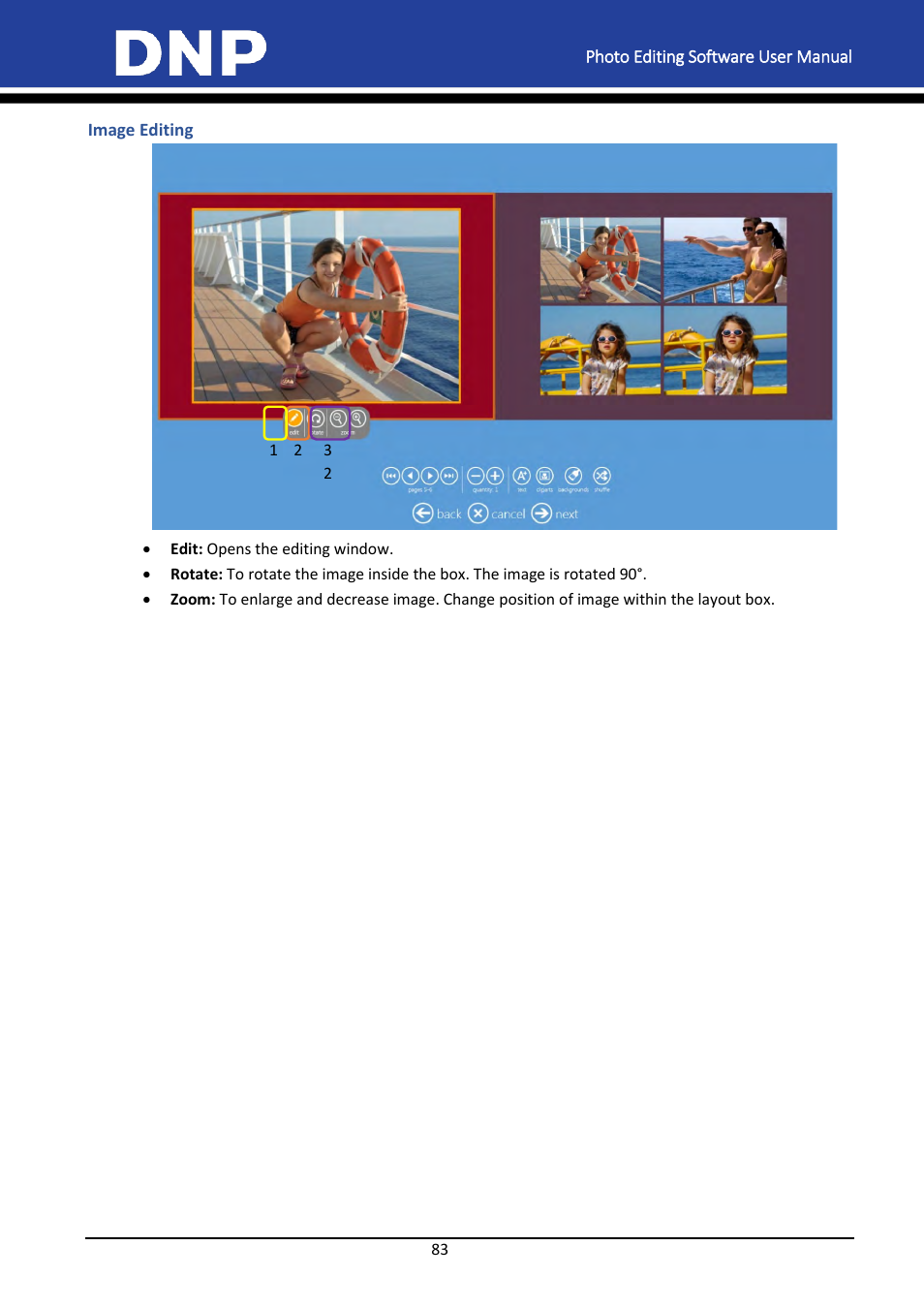 Image editing | DNP DS-Tmini Kiosk Order Terminal User Manual | Page 83 / 194