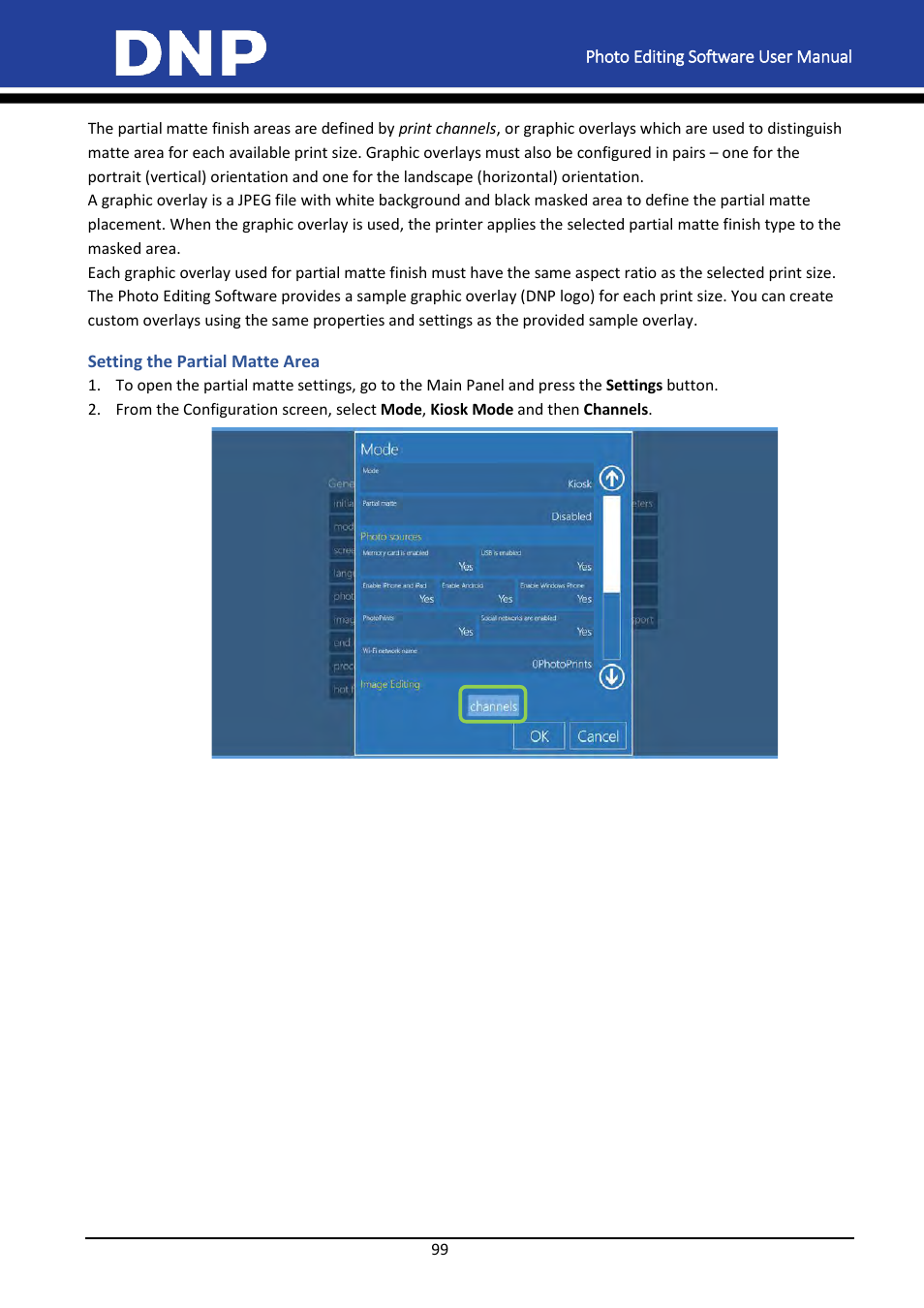 Setting the partial matte area | DNP DS-Tmini Kiosk Order Terminal User Manual | Page 99 / 194