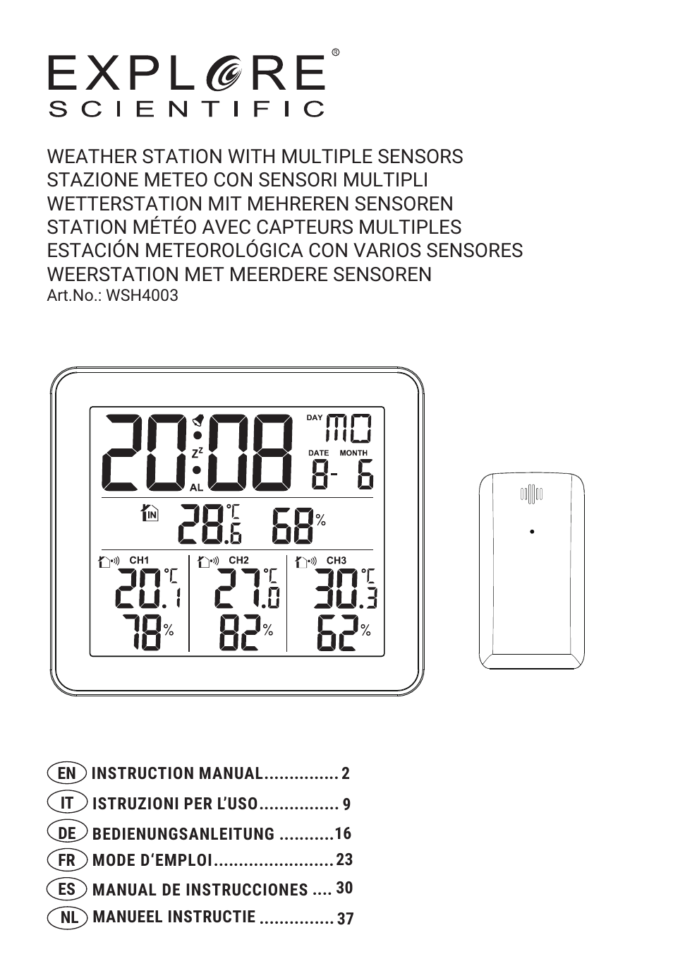 Explore Scientific Weather Station with Three Wireless Sensors User Manual | 44 pages