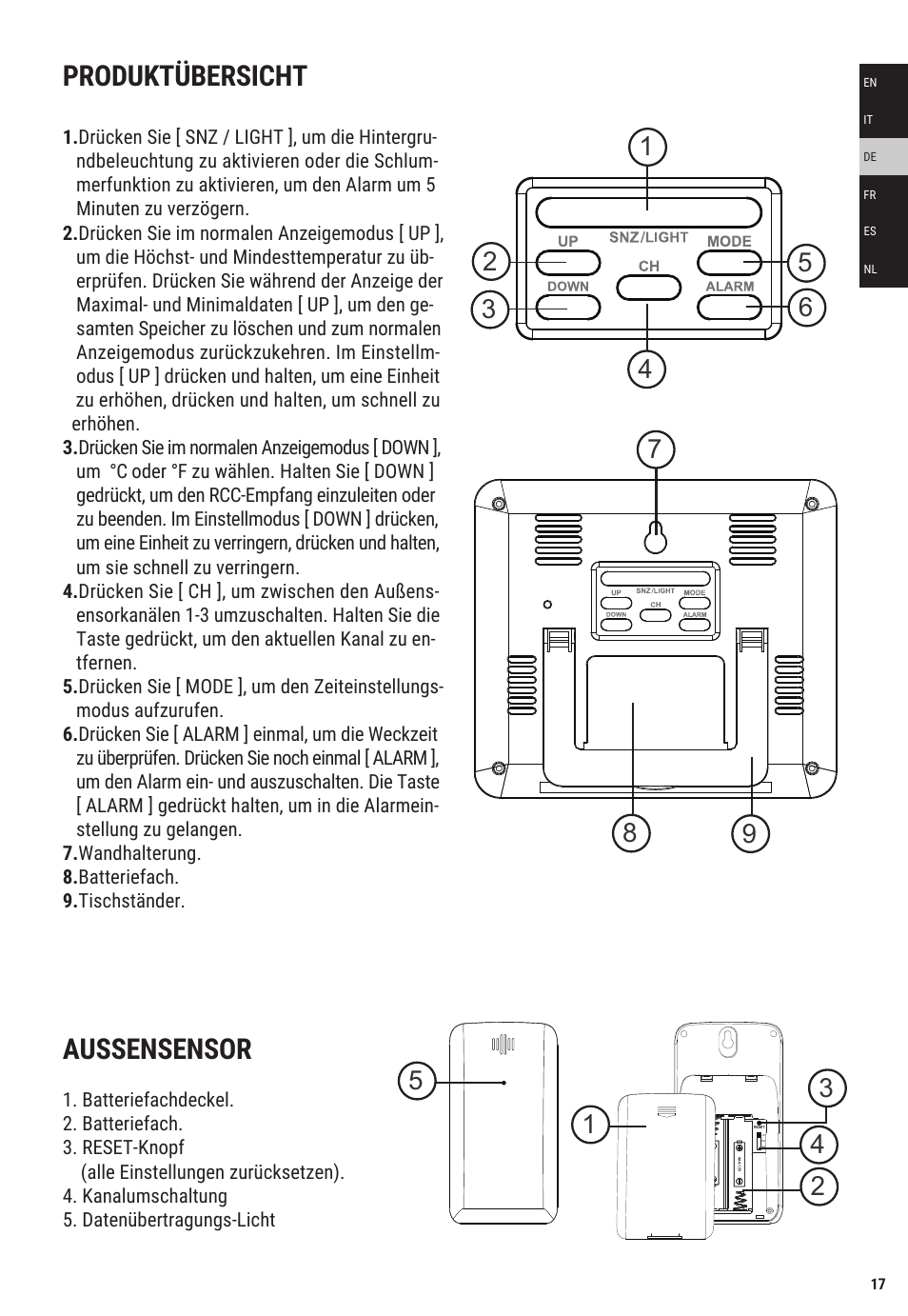 Produktübersicht, Aussensensor | Explore Scientific Weather Station with Three Wireless Sensors User Manual | Page 17 / 44
