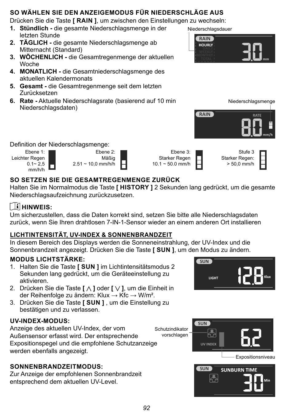Explore Scientific 7-in-1 Sensor for 7-in-1 Wi-Fi Weather Station User Manual | Page 92 / 172