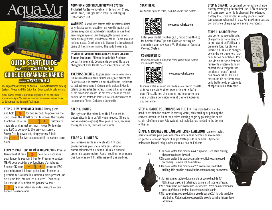 Aqua-Vu micro Stealth 4.3 Underwater Viewing System User Manual | 2 pages