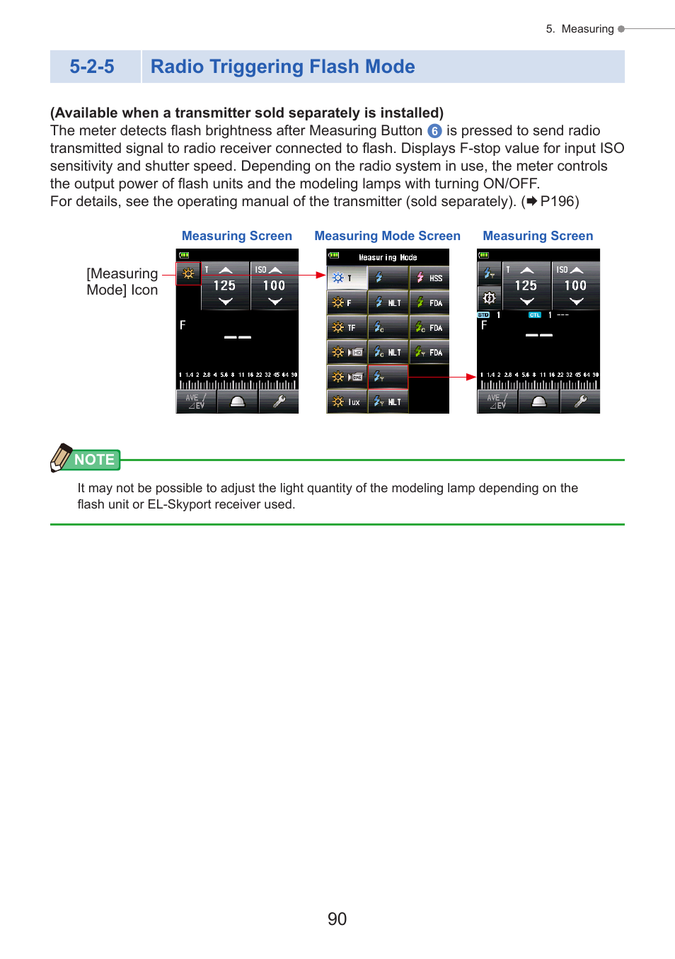 Radio triggering flash mode, P90), Separately) is installed | Select radio channel and zone (or group), Riggering, Sold separately is installed), 2-5 radio triggering flash mode | Sekonic Speedmaster L-858D-U Light Meter User Manual | Page 104 / 223