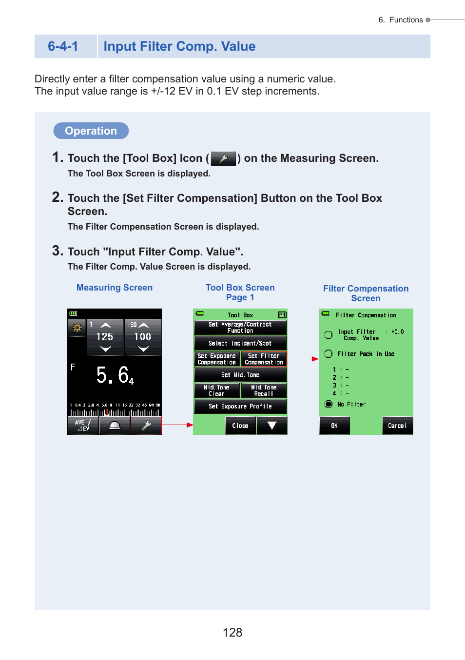 Input filter comp. value, 4-1 input filter comp. value | Sekonic Speedmaster L-858D-U Light Meter User Manual | Page 142 / 223