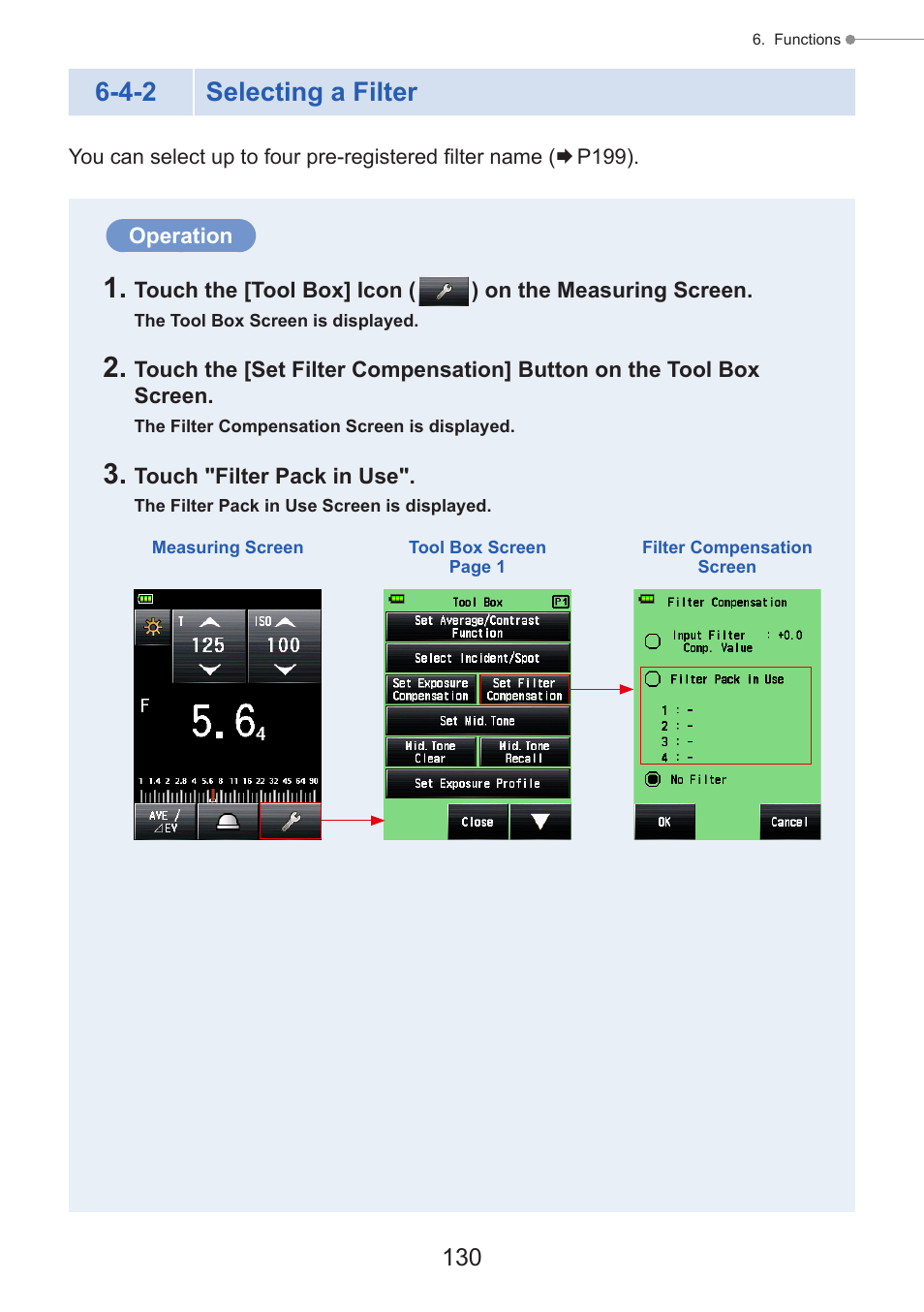 Selecting a filter, 4-2 selecting a filter | Sekonic Speedmaster L-858D-U Light Meter User Manual | Page 144 / 223