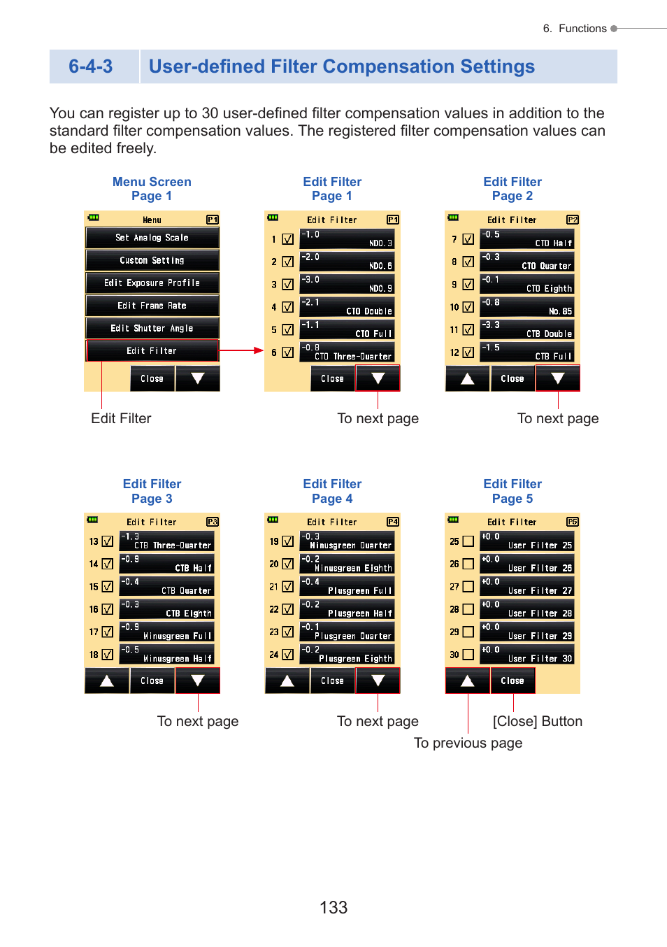 User-defined filter compensation settings, 4-3 user-defined filter compensation settings | Sekonic Speedmaster L-858D-U Light Meter User Manual | Page 147 / 223