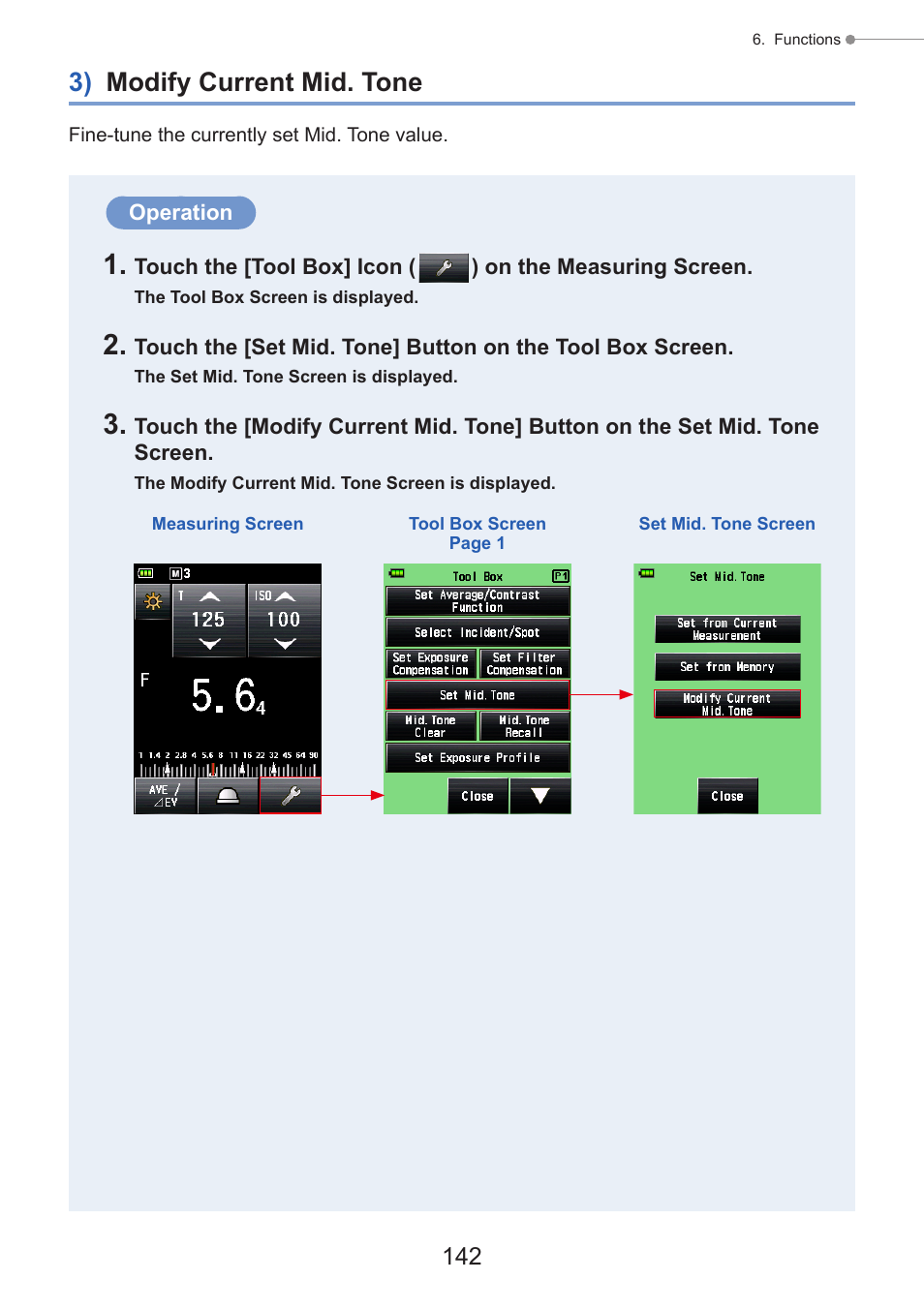 3) modify current mid. tone | Sekonic Speedmaster L-858D-U Light Meter User Manual | Page 156 / 223