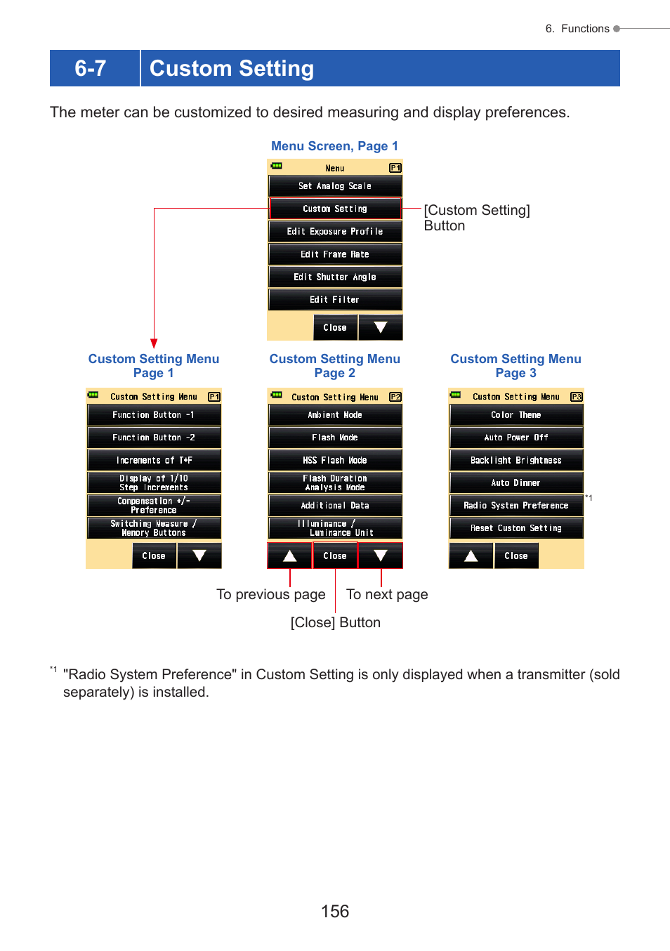 Custom setting, P156), 7 custom setting | Sekonic Speedmaster L-858D-U Light Meter User Manual | Page 170 / 223