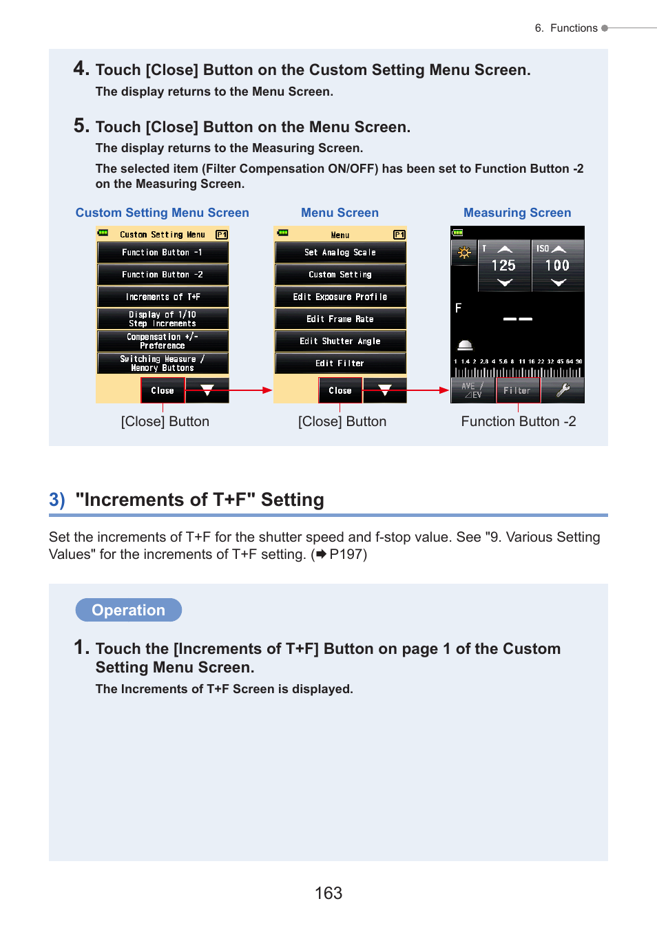 3) "increments of t+f" setting, P163) | Sekonic Speedmaster L-858D-U Light Meter User Manual | Page 177 / 223