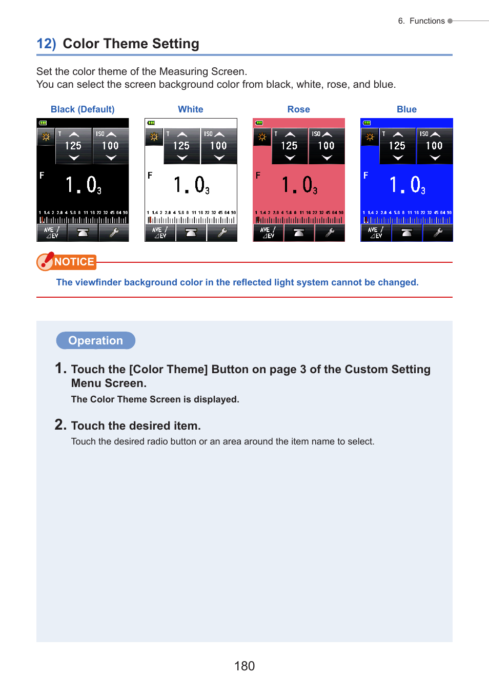 12) color theme setting | Sekonic Speedmaster L-858D-U Light Meter User Manual | Page 194 / 223