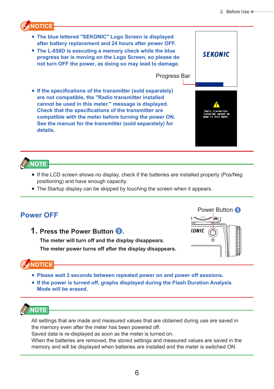 Power off | Sekonic Speedmaster L-858D-U Light Meter User Manual | Page 20 / 223