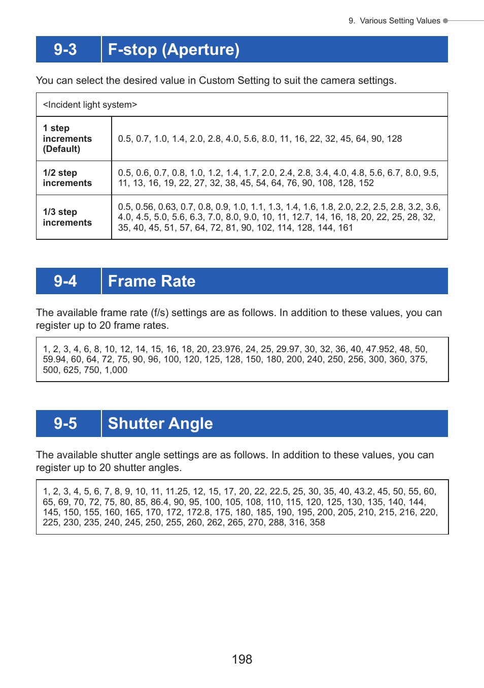 F-stop (aperture), Frame rate, Shutter angle | P198), 3 f-stop (aperture), 4 frame rate, 5 shutter angle | Sekonic Speedmaster L-858D-U Light Meter User Manual | Page 212 / 223