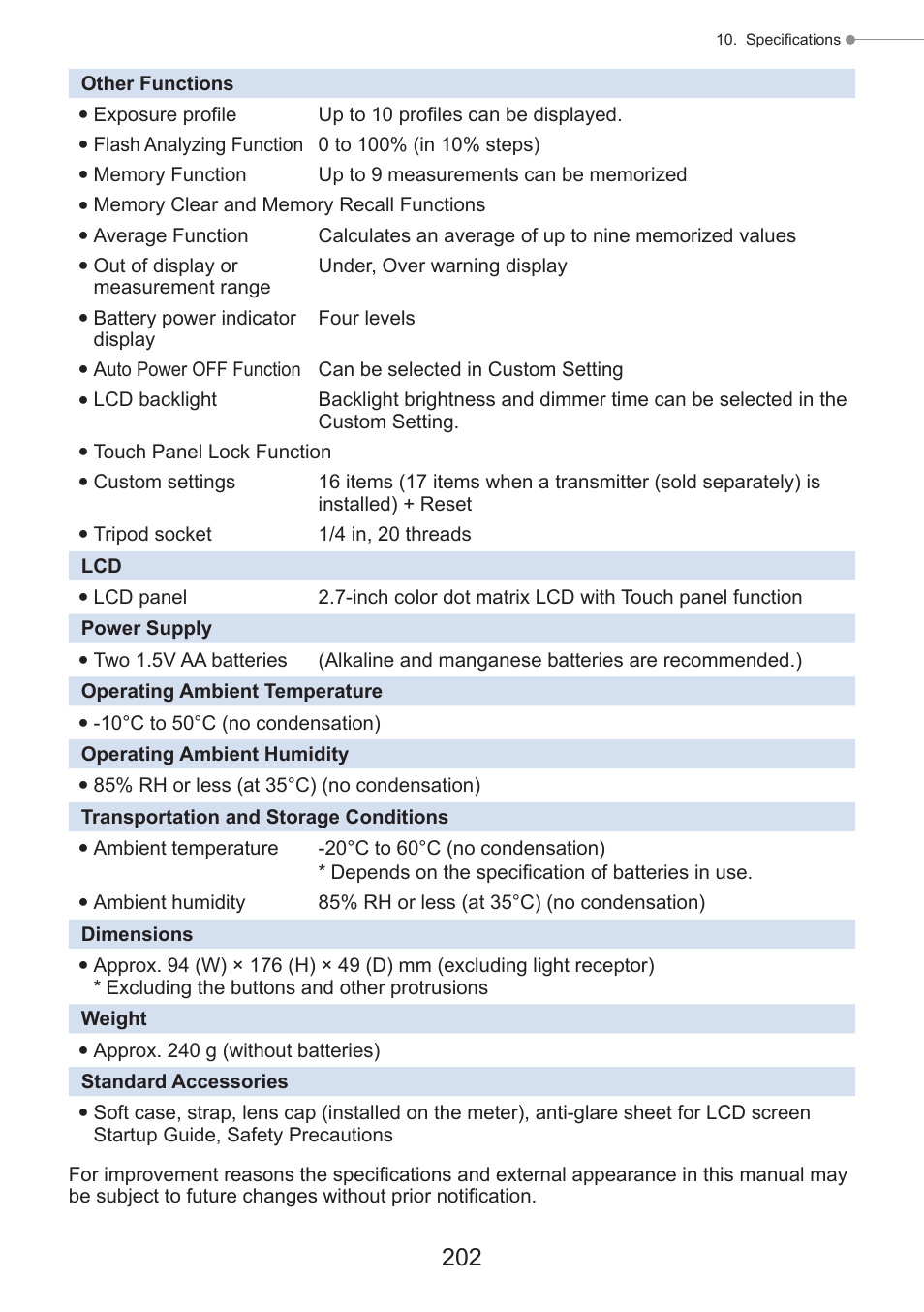 Sekonic Speedmaster L-858D-U Light Meter User Manual | Page 216 / 223