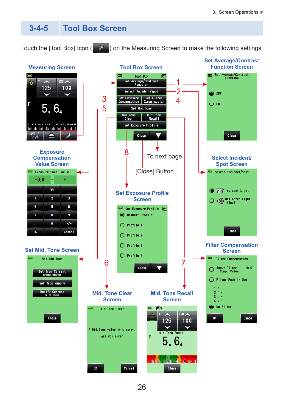 Tool box screen, P26), 4-5 tool box screen | Sekonic Speedmaster L-858D-U Light Meter User Manual | Page 40 / 223
