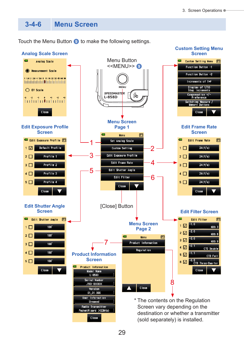 Menu screen, P29), 4-6 menu screen | Sekonic Speedmaster L-858D-U Light Meter User Manual | Page 43 / 223