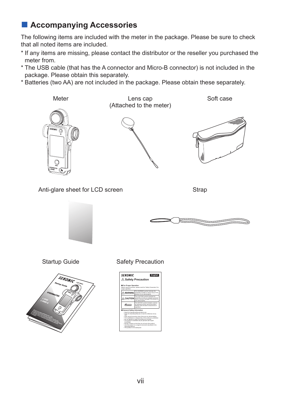 Accompanying accessories | Sekonic Speedmaster L-858D-U Light Meter User Manual | Page 9 / 223