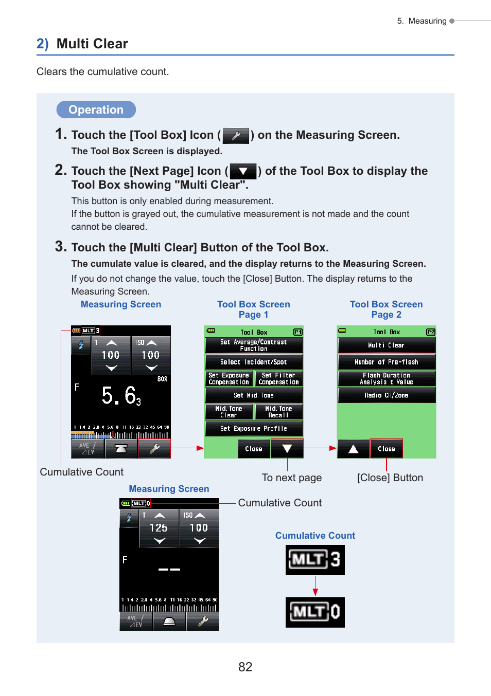 2) multi clear | Sekonic Speedmaster L-858D-U Light Meter User Manual | Page 96 / 223