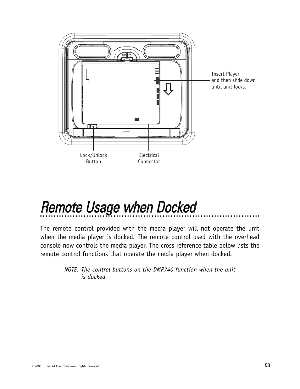 Rreem moottee u ussaaggee w whheenn d doocckkeedd | Directed Electronics DMP040 User Manual | Page 53 / 58