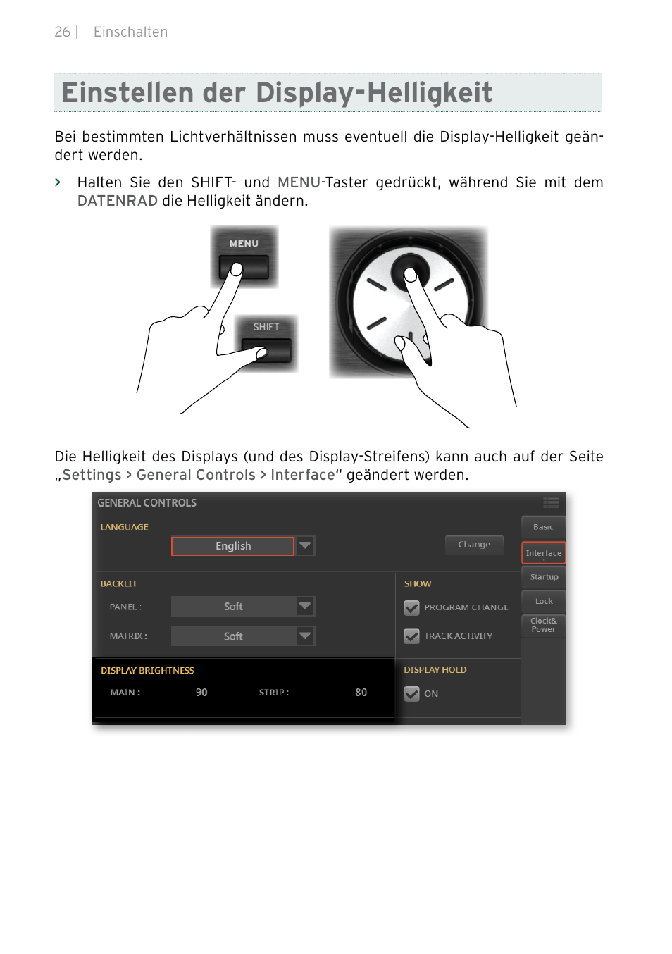 Einstellen der display-helligkeit | KORG Pa5X-88 88-Key Arranger Keyboard User Manual | Page 104 / 232