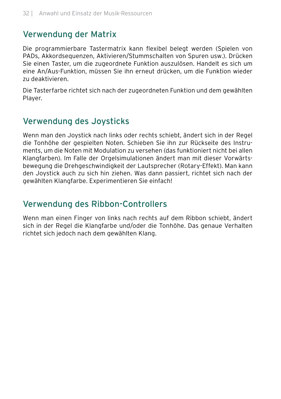 Verwendung der matrix, Verwendung des joysticks, Verwendung des ribbon-controllers | KORG Pa5X-88 88-Key Arranger Keyboard User Manual | Page 110 / 232
