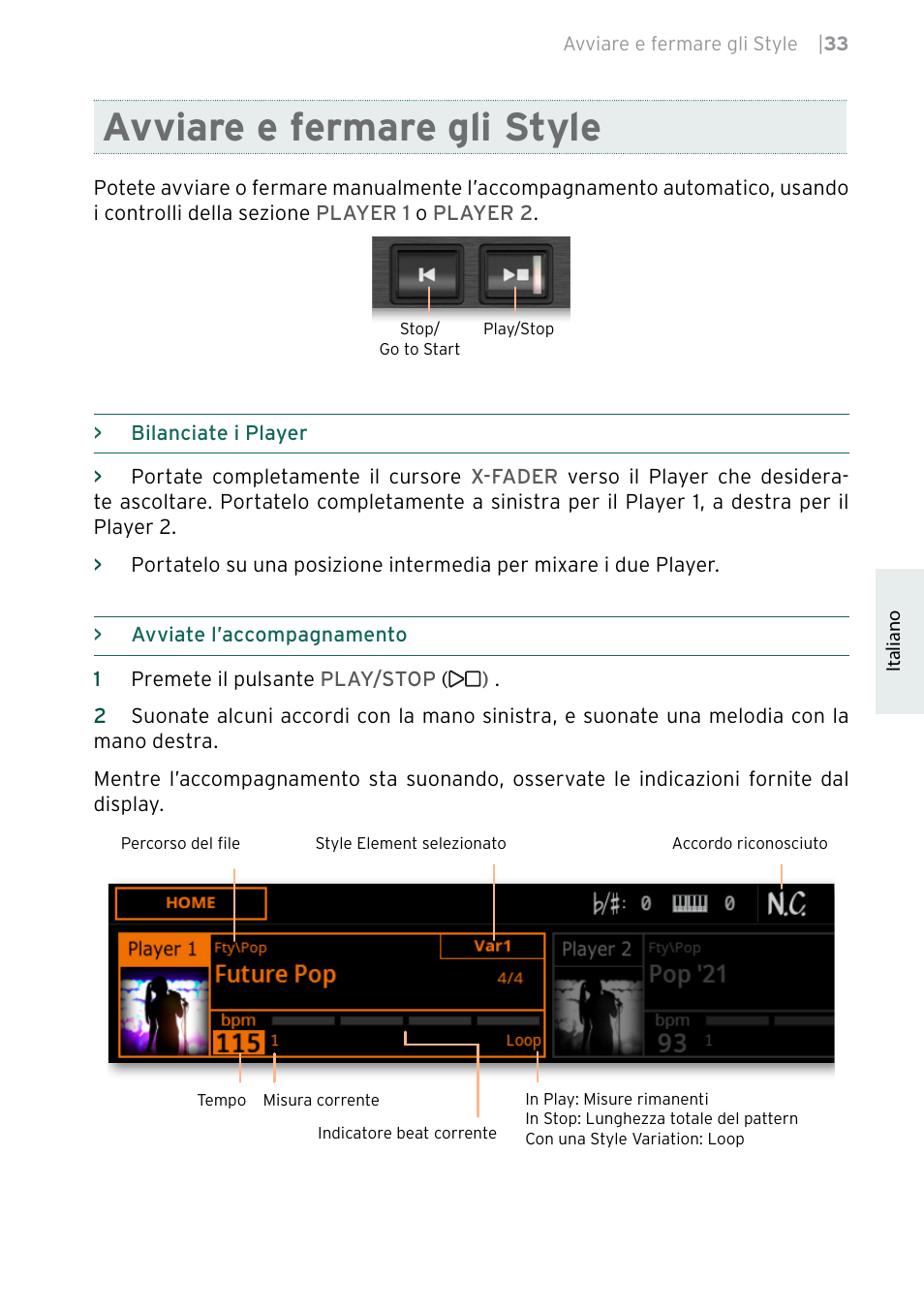Avviare e fermare gli style | KORG Pa5X-88 88-Key Arranger Keyboard User Manual | Page 149 / 232