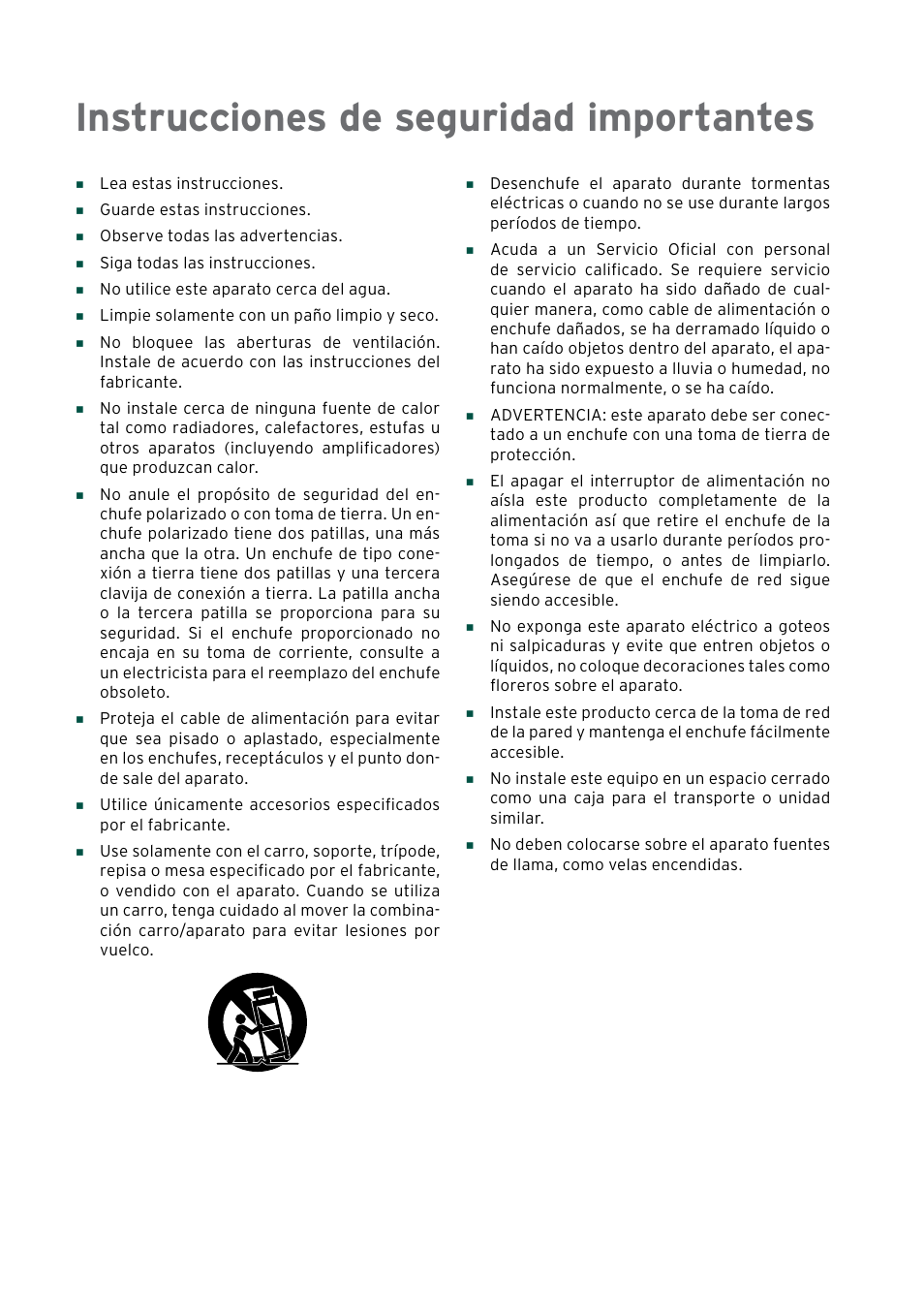 Instrucciones de seguridad importantes | KORG Pa5X-88 88-Key Arranger Keyboard User Manual | Page 156 / 232