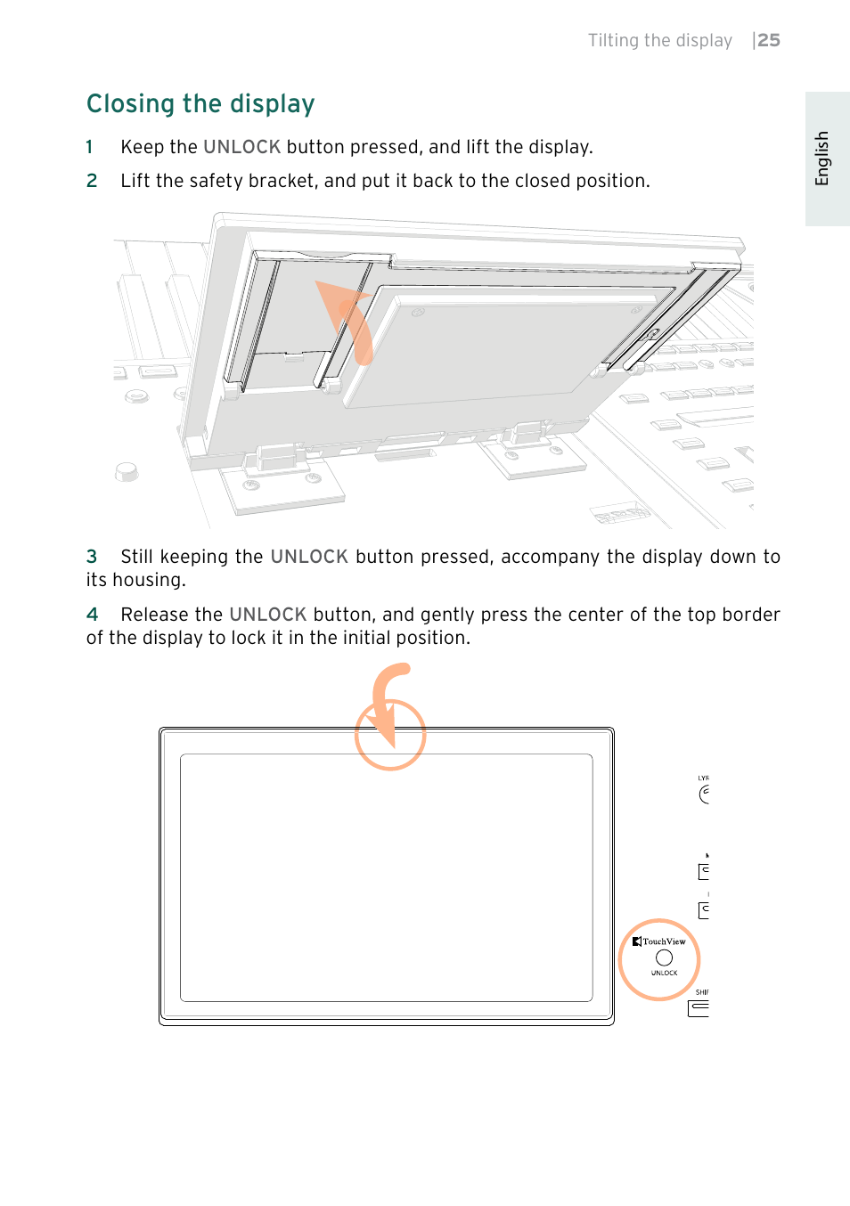 Closing the display | KORG Pa5X-88 88-Key Arranger Keyboard User Manual | Page 27 / 232