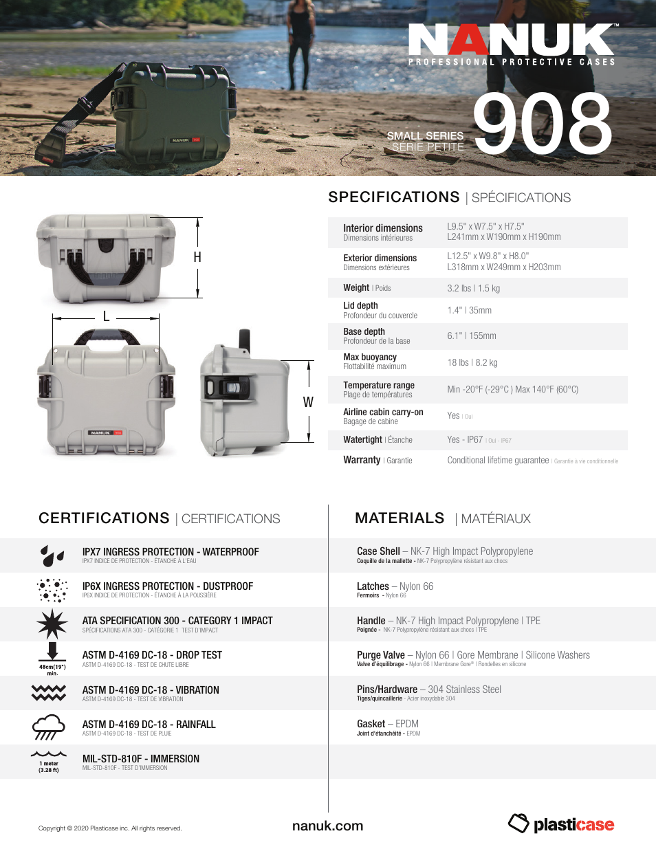 Nanuk 908 Hard Utility Case with Foam Insert (Orange) User Manual | 2 pages