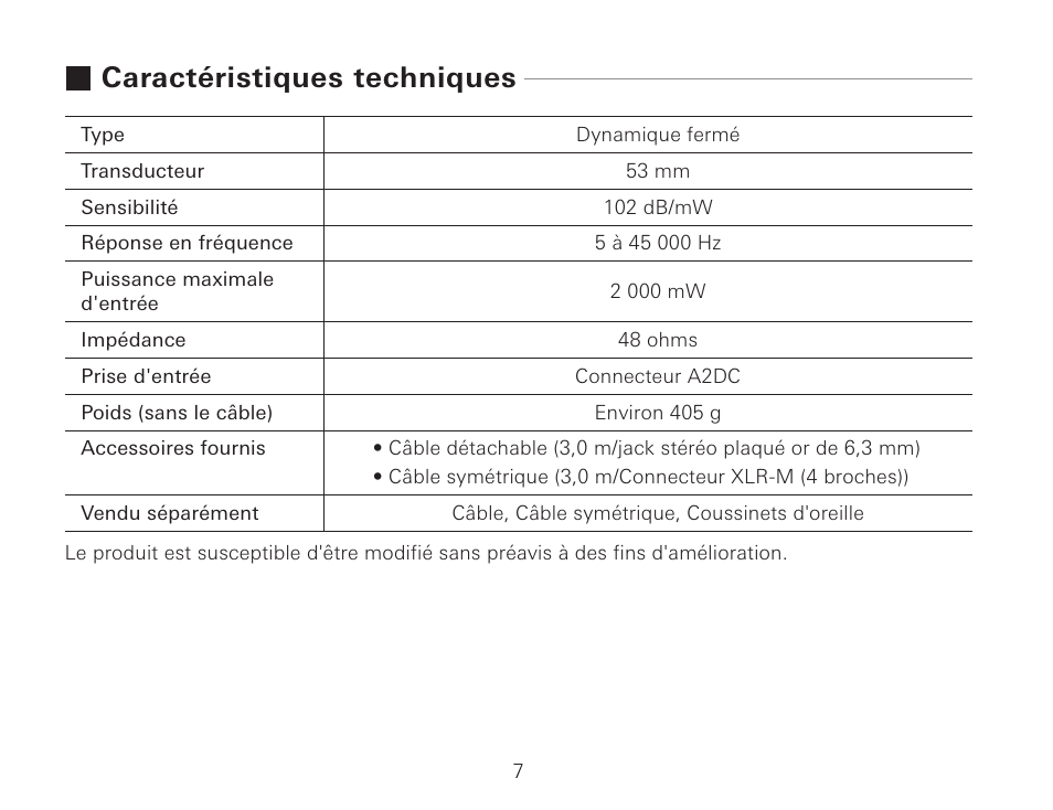 Caractéristiques techniques | Audio-Technica ATH-AWKT Audiophile Closed-Back Dynamic Wooden Headphones (Striped Ebony) User Manual | Page 26 / 94