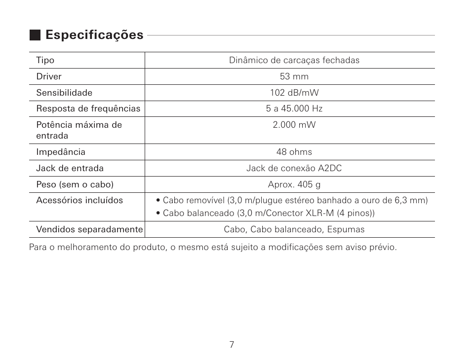 Especificações | Audio-Technica ATH-AWKT Audiophile Closed-Back Dynamic Wooden Headphones (Striped Ebony) User Manual | Page 58 / 94