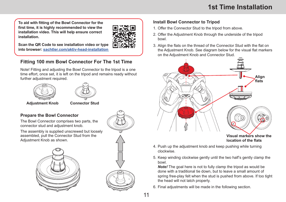 1st time installation | Sachtler aktiv14T Touch & Go Fluid Head with SpeedLevel & 7-Step Drag (100mm) User Manual | Page 13 / 36