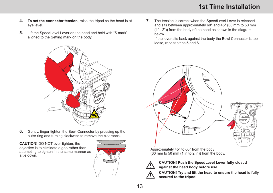 1st time installation | Sachtler aktiv14T Touch & Go Fluid Head with SpeedLevel & 7-Step Drag (100mm) User Manual | Page 15 / 36