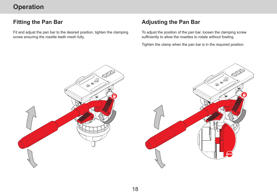 Operation | Sachtler aktiv14T Touch & Go Fluid Head with SpeedLevel & 7-Step Drag (100mm) User Manual | Page 20 / 36