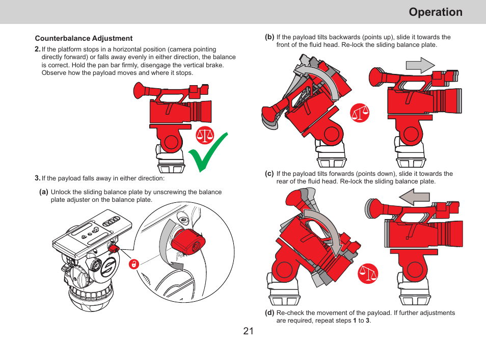 Operation | Sachtler aktiv14T Touch & Go Fluid Head with SpeedLevel & 7-Step Drag (100mm) User Manual | Page 23 / 36