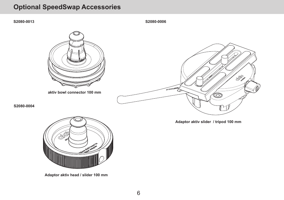 Optional speedswap accessories | Sachtler aktiv14T Touch & Go Fluid Head with SpeedLevel & 7-Step Drag (100mm) User Manual | Page 8 / 36