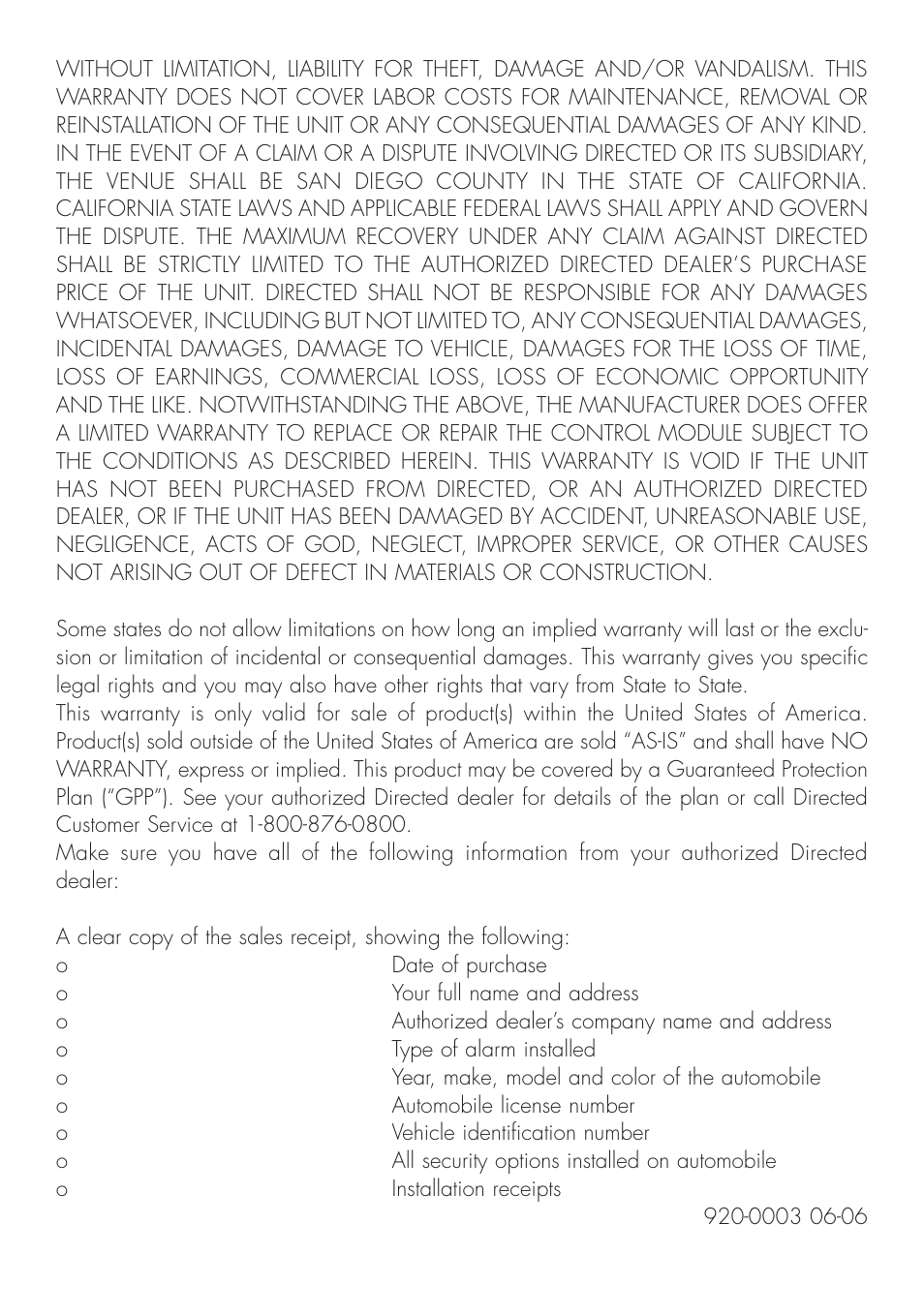 Directed Electronics 951 User Manual | Page 47 / 48