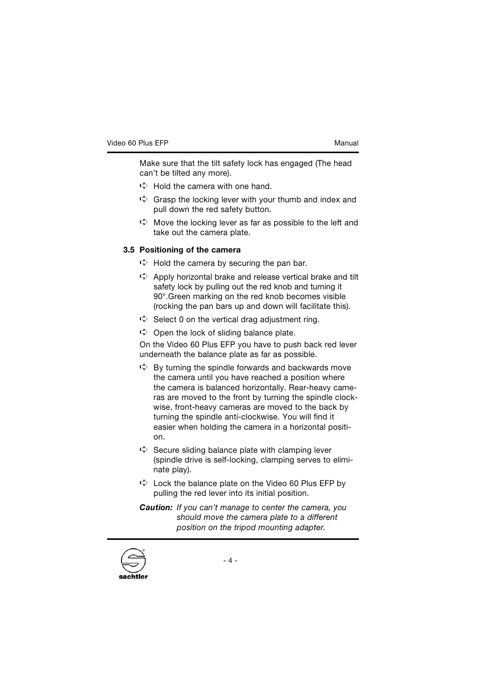 Sachtler Video 60 Plus EFP Fluid Head (150mm Ball Base) - Supports 35-145 lbs User Manual | Page 10 / 36