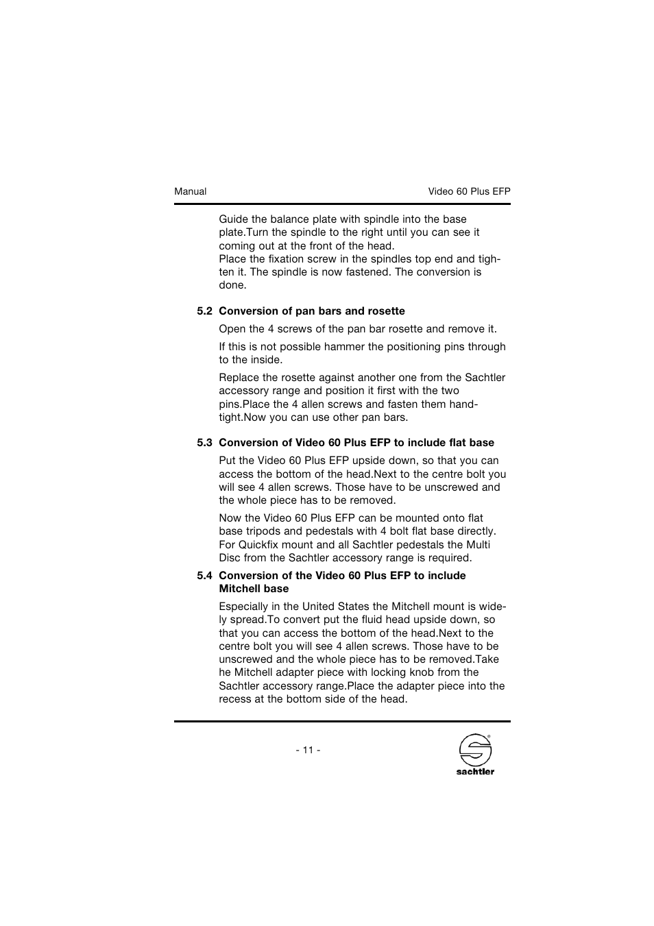 Sachtler Video 60 Plus EFP Fluid Head (150mm Ball Base) - Supports 35-145 lbs User Manual | Page 17 / 36
