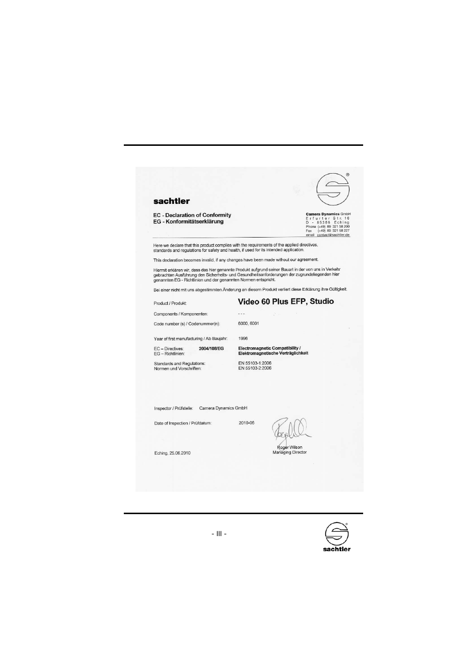 Sachtler Video 60 Plus EFP Fluid Head (150mm Ball Base) - Supports 35-145 lbs User Manual | Page 5 / 36