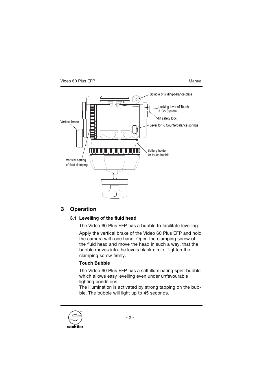 3operation | Sachtler Video 60 Plus EFP Fluid Head (150mm Ball Base) - Supports 35-145 lbs User Manual | Page 8 / 36