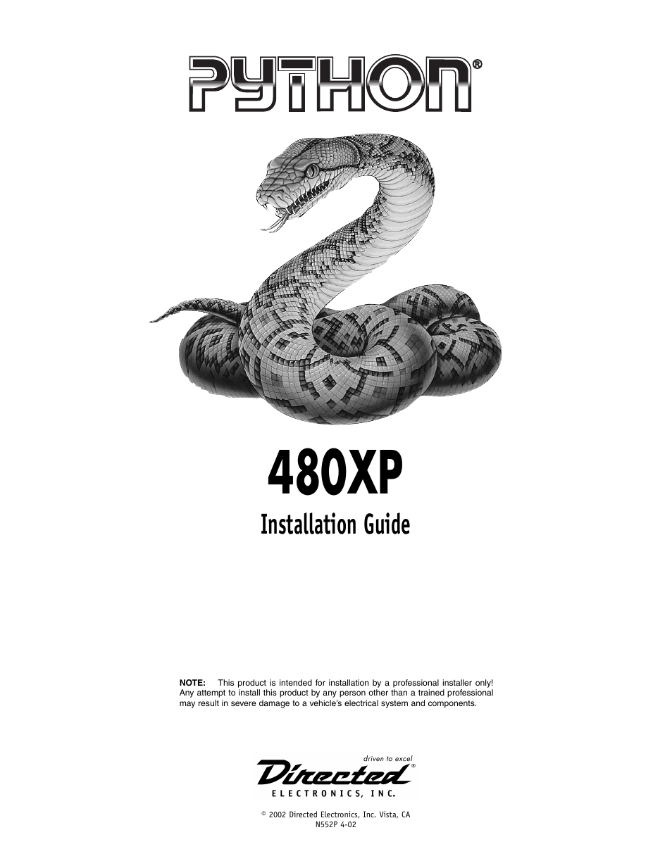 Directed Electronics PYTHON 480XP User Manual | 36 pages