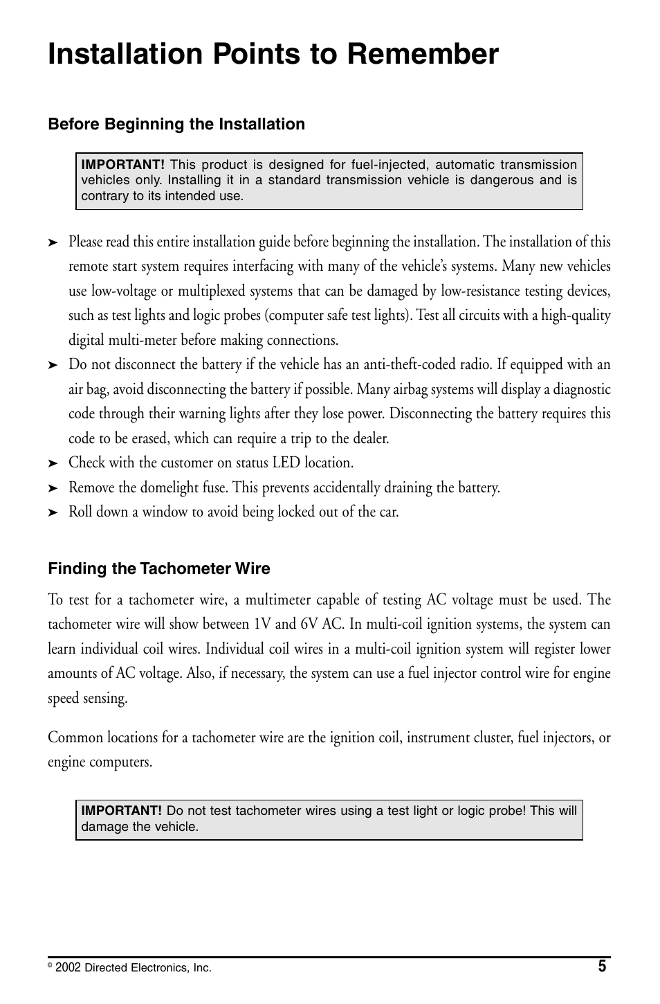 Installation points to remember | Directed Electronics PYTHON 480XP User Manual | Page 5 / 36
