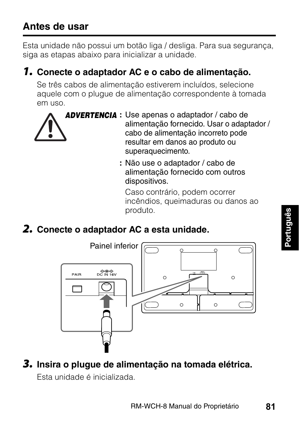 Antes de usar | Yamaha RM-WCH8 ADECIA Microphone Charger Base for Eight RM Wireless DECT Microphones (1.9 GHz) User Manual | Page 81 / 136