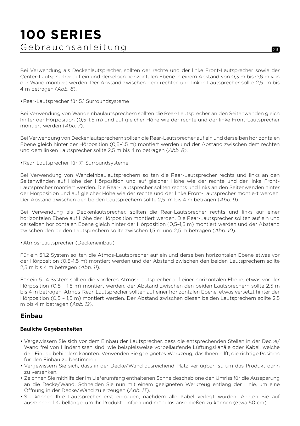 100 series, Einbau | Focal 100 ICW6 6.5" 2-Way In-Wall / In-Ceiling Speaker (Single) User Manual | Page 23 / 74