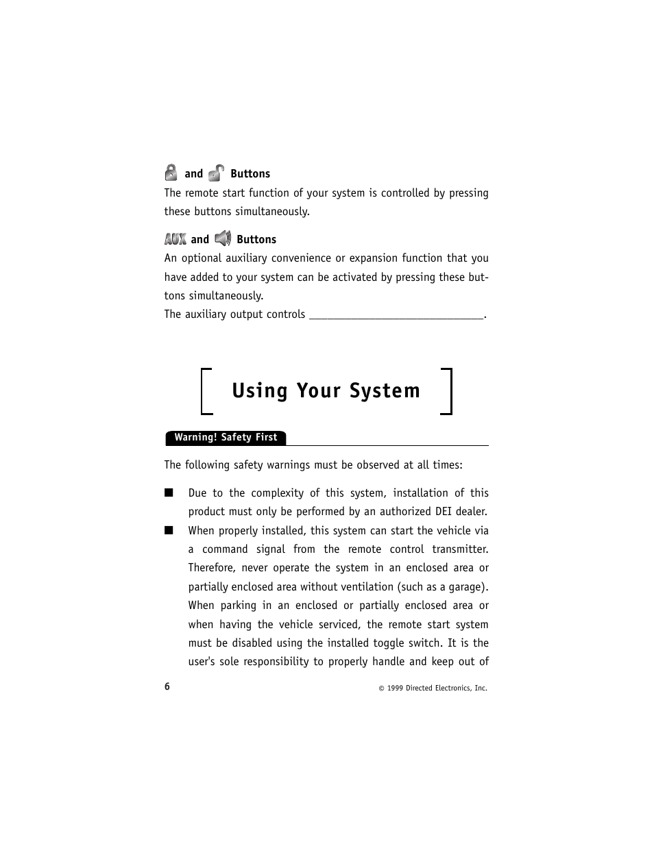 Using your system | Directed Electronics ESP 540 User Manual | Page 7 / 37