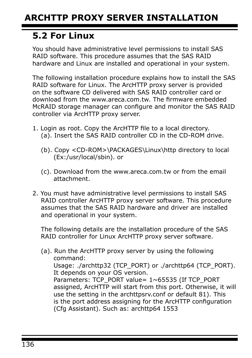 2 for linux | Areca 24/4 Internal/External Port Pcie 3.0 12 Gb/s SAS/SATA Raid Controller 2Gb Cache User Manual | Page 136 / 264