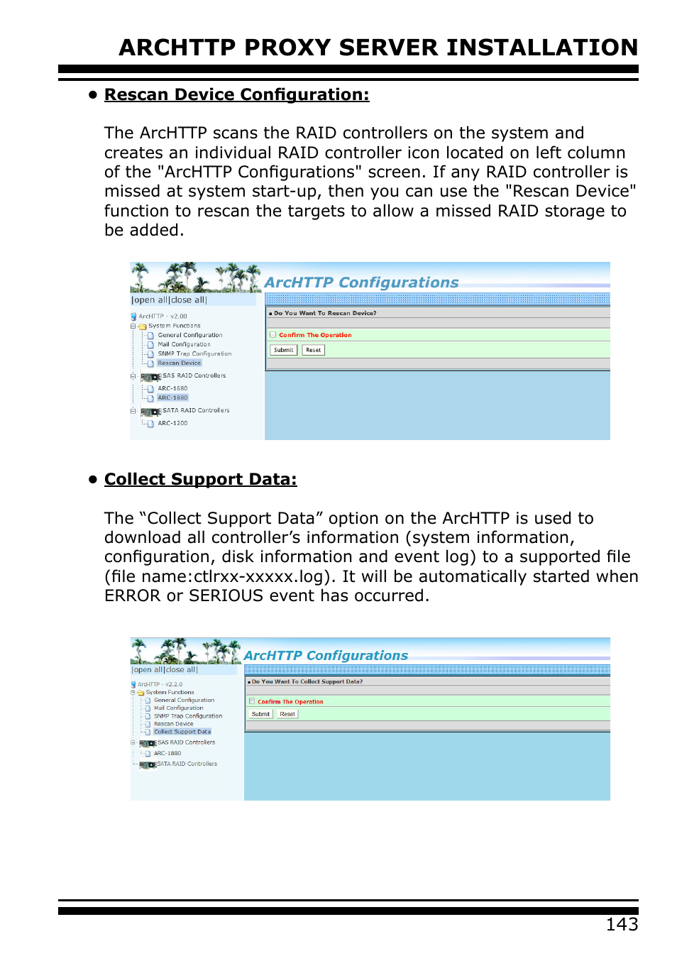 Areca 24/4 Internal/External Port Pcie 3.0 12 Gb/s SAS/SATA Raid Controller 2Gb Cache User Manual | Page 143 / 264