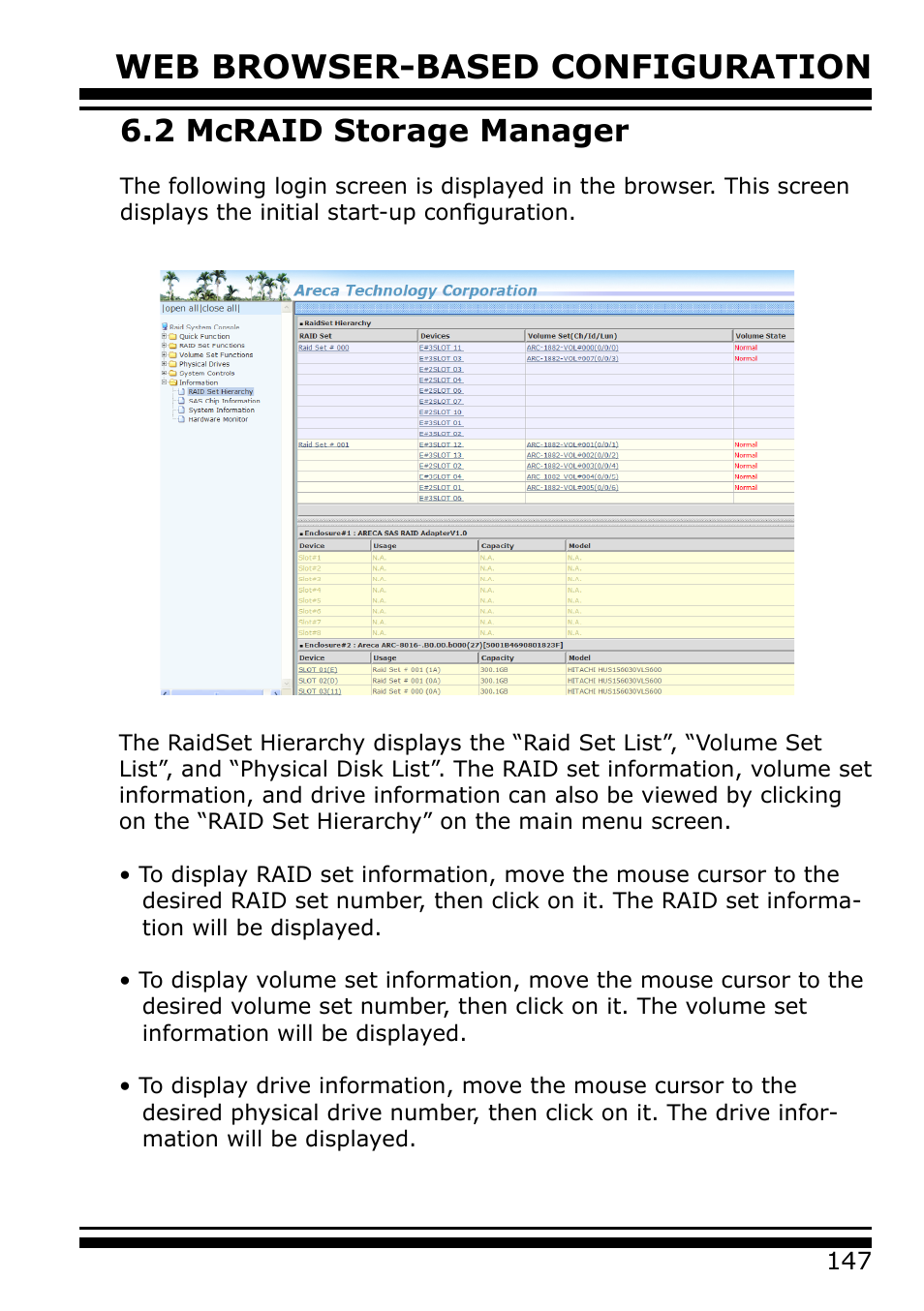 2 mcraid storage manager, Web browser-based configuration | Areca 24/4 Internal/External Port Pcie 3.0 12 Gb/s SAS/SATA Raid Controller 2Gb Cache User Manual | Page 147 / 264