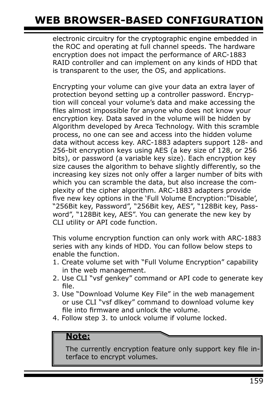 Web browser-based configuration | Areca 24/4 Internal/External Port Pcie 3.0 12 Gb/s SAS/SATA Raid Controller 2Gb Cache User Manual | Page 159 / 264