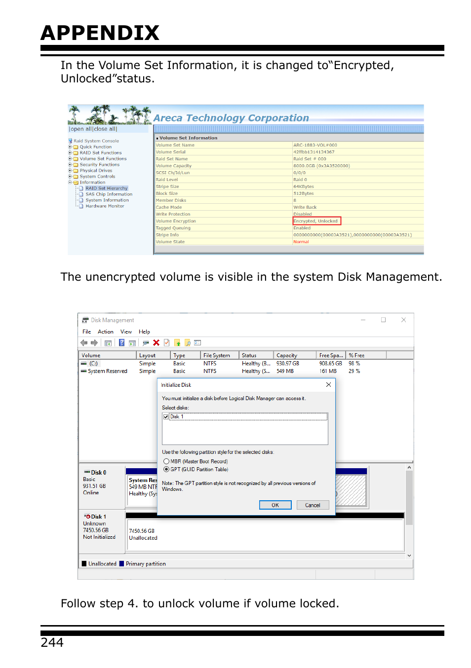 Appendix | Areca 24/4 Internal/External Port Pcie 3.0 12 Gb/s SAS/SATA Raid Controller 2Gb Cache User Manual | Page 244 / 264